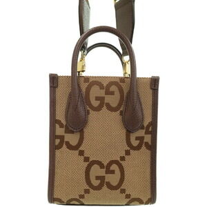 GUCCI Jumbo GG Tote Web Stripe Crossbody Bag Brown